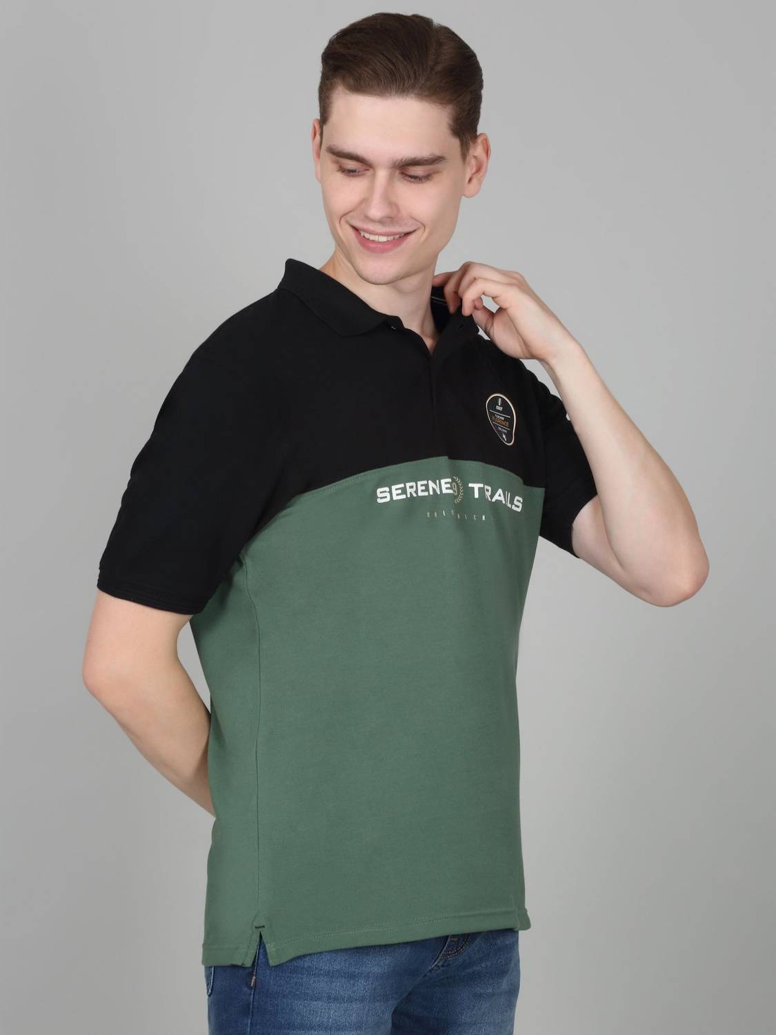 CANTABIL Dark Green Polo Neck T-Shirt - Image 4