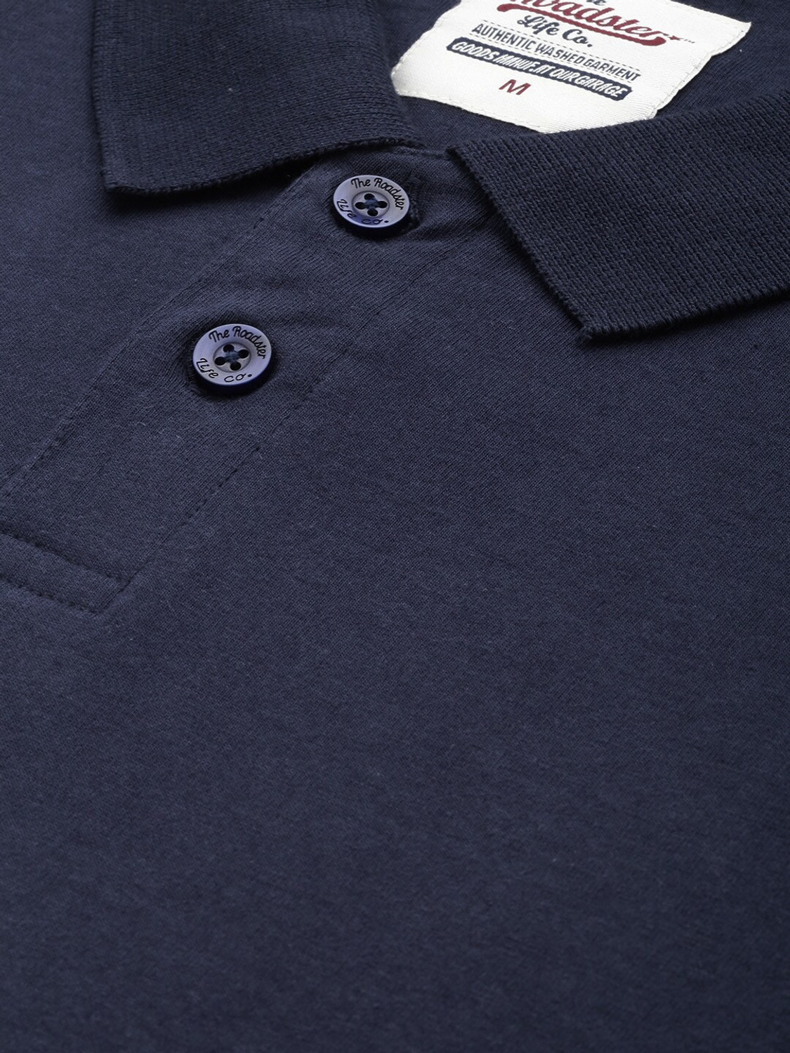 Image of Roadster Solid Men Round Neck Blue T-Shirt