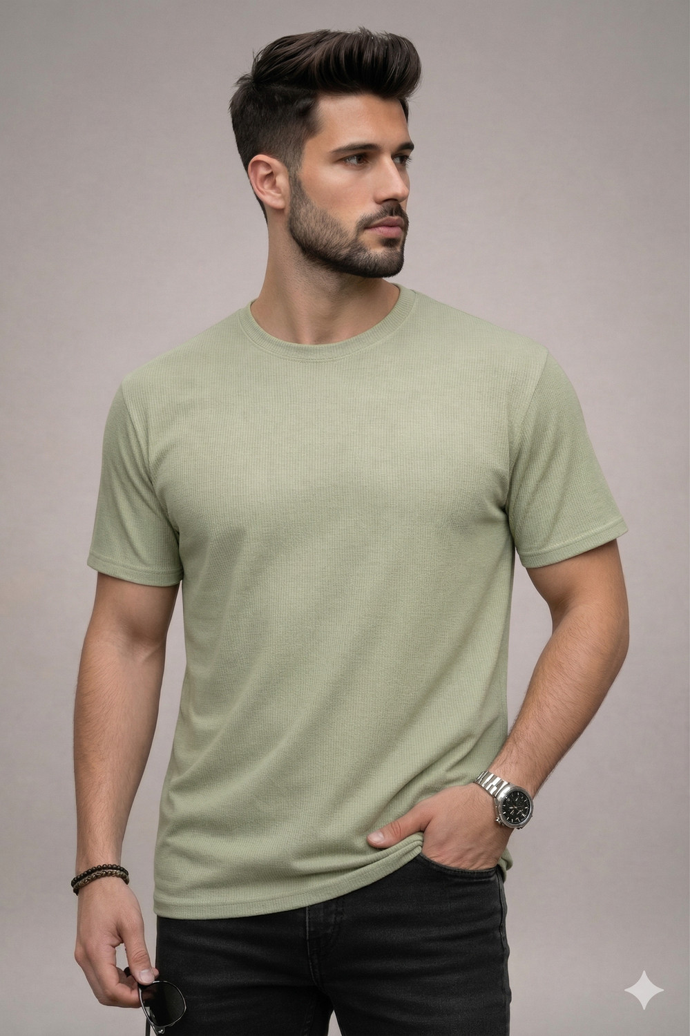 Image of stylesmyth Self Design Men Round Neck Multicolor T-Shirt