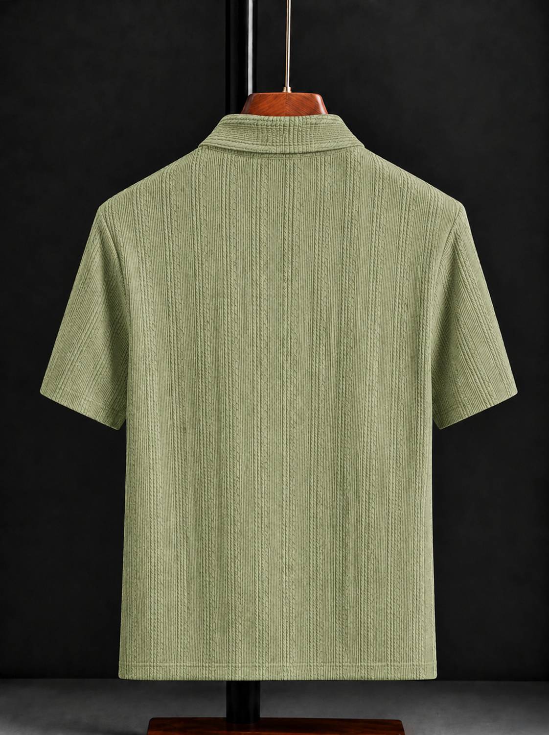 COMBRAIDED Men Polo Neck Light Green T-Shirt - Image 2