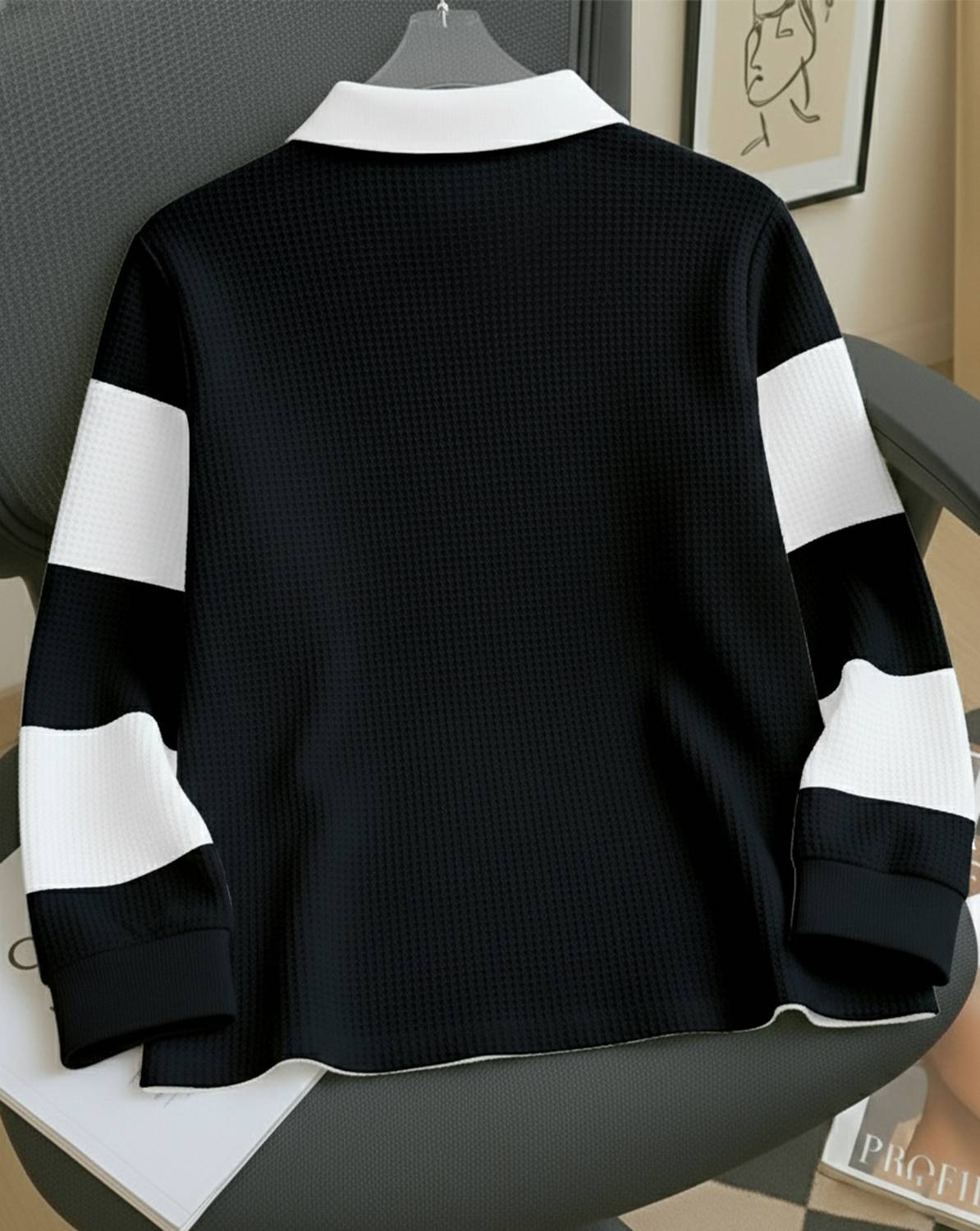 ENITOR Colorblock Men Zip Neck White T-Shirt - Image 2