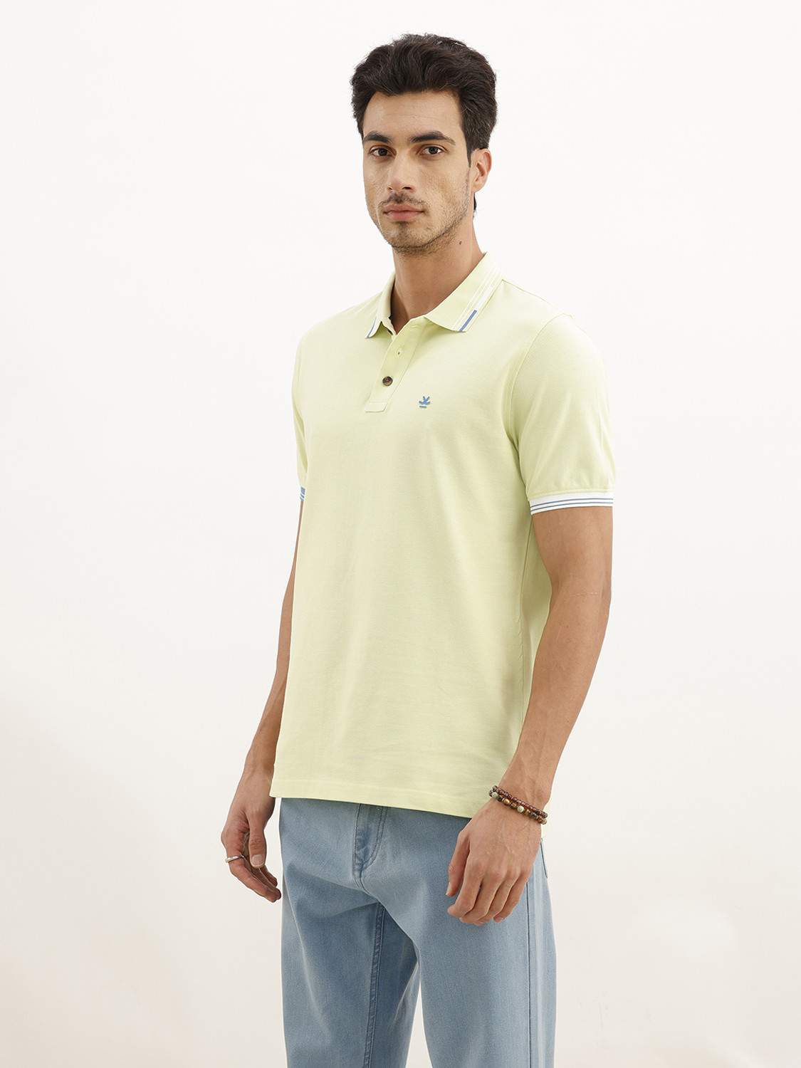 Image of WROGN Striped Men Polo Neck Multicolor T-Shirt