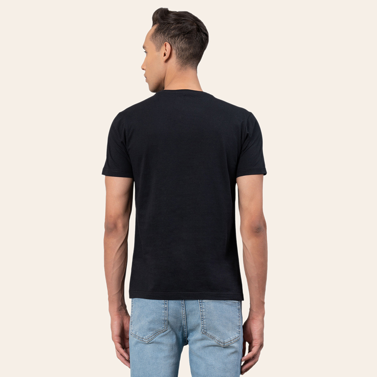 Image of RED TAPE Graphic Print Men Round Neck Black T-Shirt