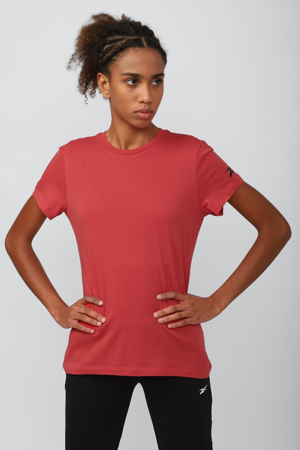 Image of REEBOK Solid Women Round Neck Red T-Shirt