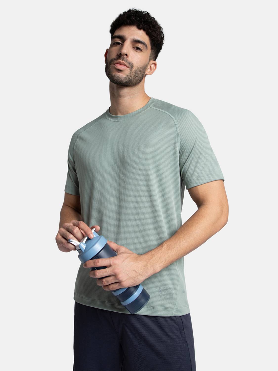 JOCKEY MV16 Active Wear Men Solid Round Neck Polyester Green T-Sh