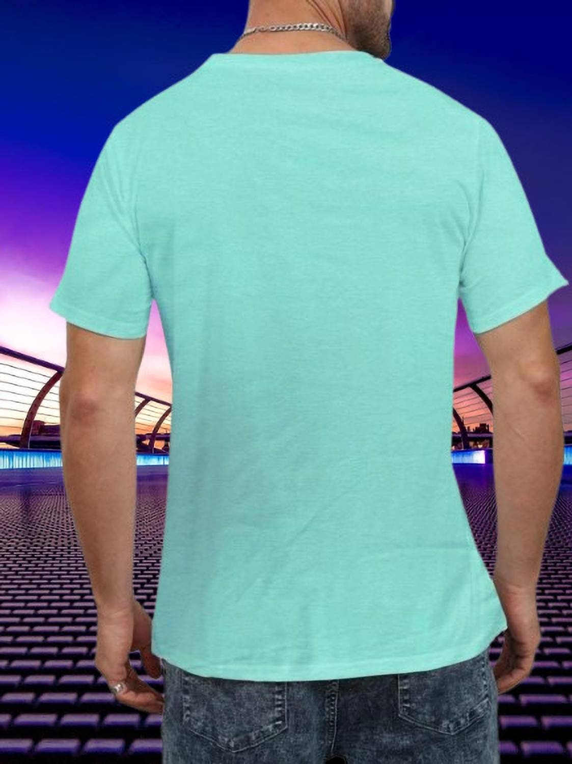 stylesmyth Men Blue Printed Round Neck T-Shirt - Image 2