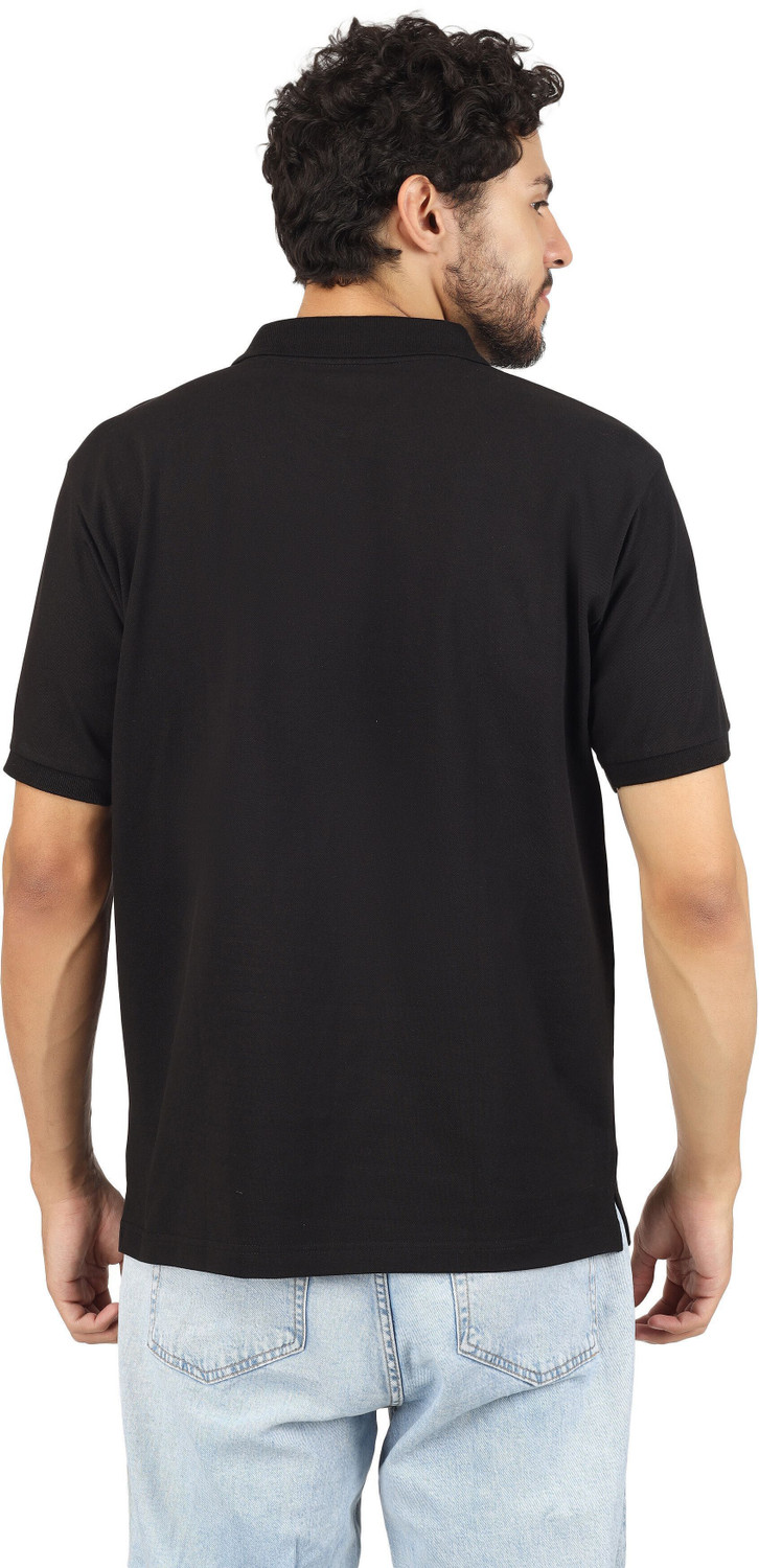 Image of BlueFicus Solid Men Polo Neck Black T-Shirt