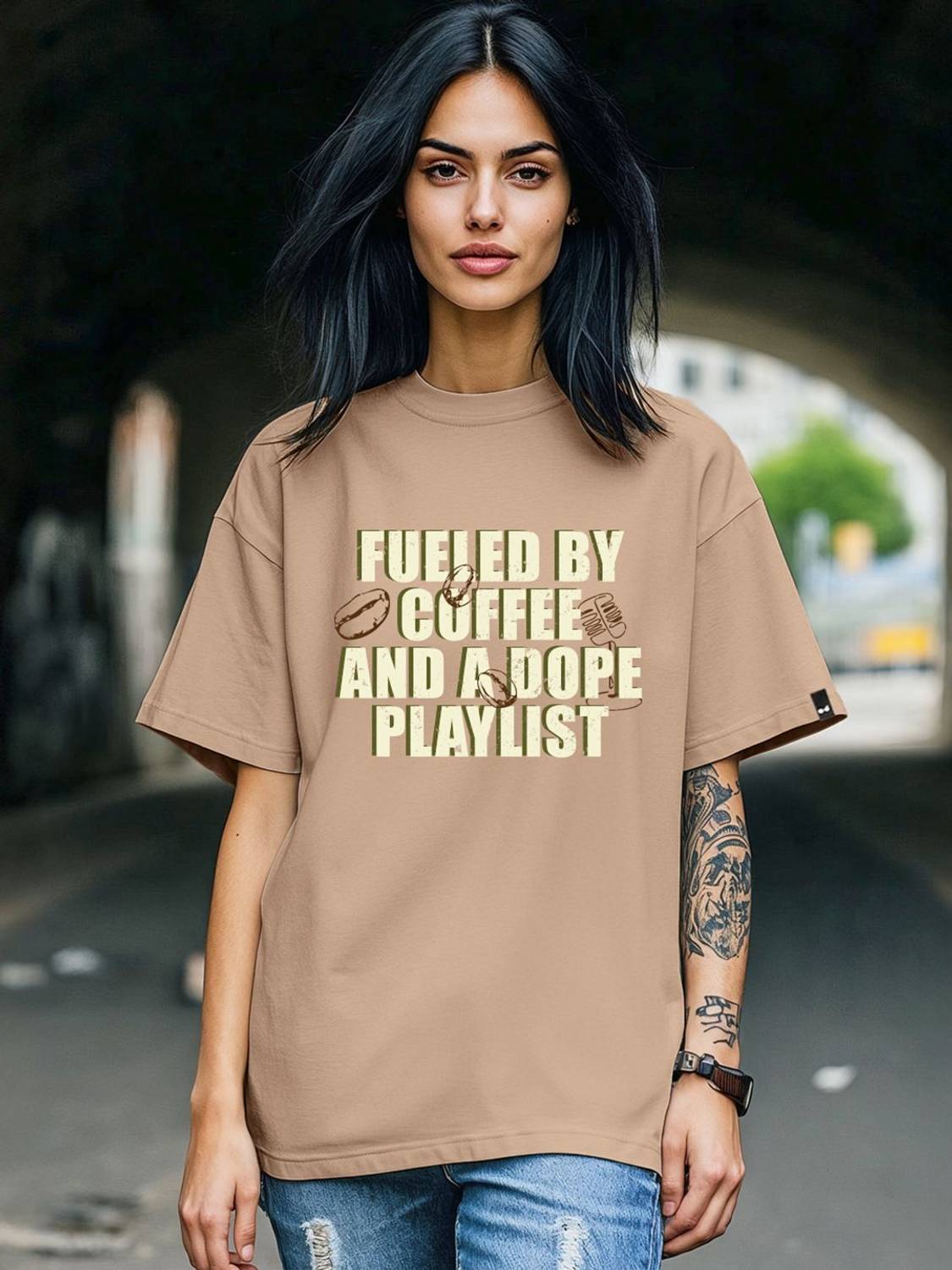 BEWAKOOF Typography Women Round Neck Brown T-Shirt