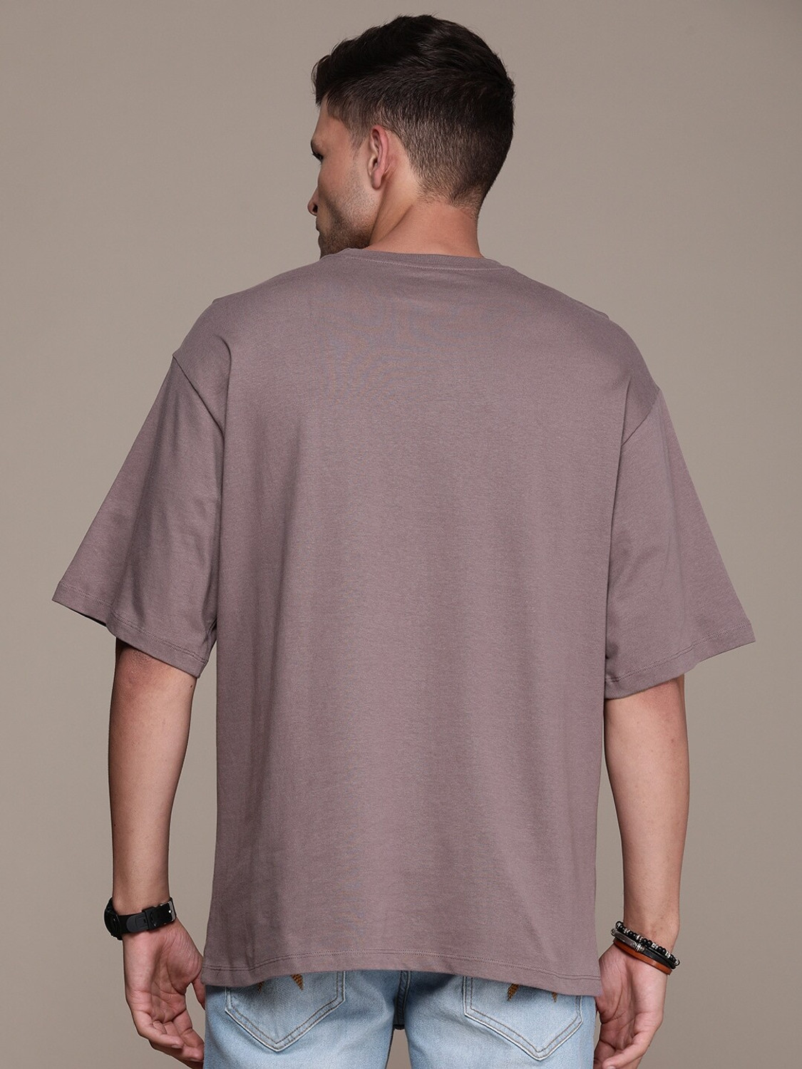Image of Roadster Solid Men Round Neck Purple T-Shirt
