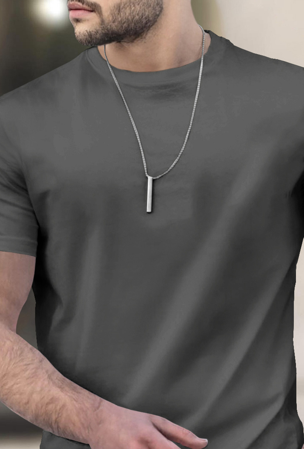 Image of TRIPR Solid Men Grey T-Shirt