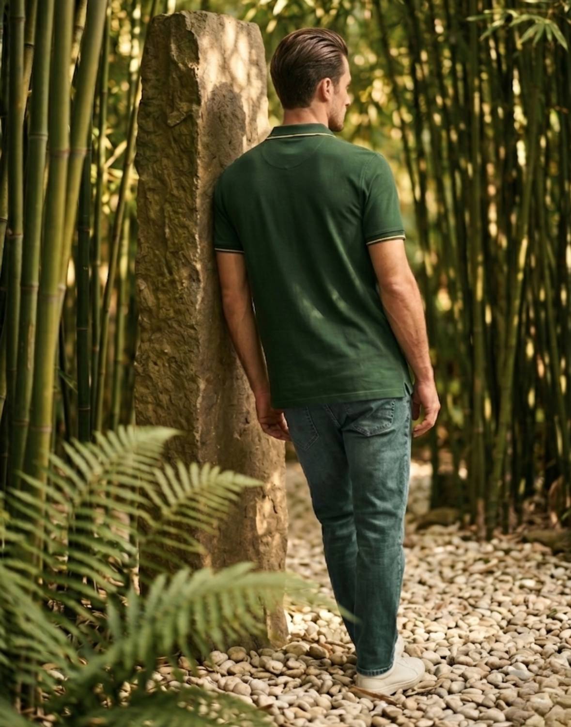 Louis Philippe Dark Green Polo Neck T-Shirt - Image 4