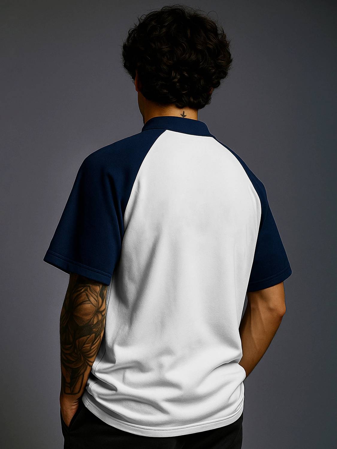 Jump Cuts Printed Men Polo Neck White T-Shirt - Image 3