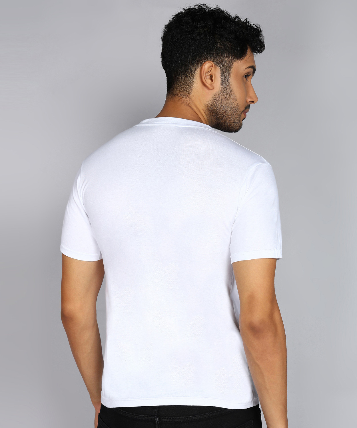 Image of Fleximaa Solid Men V Neck White T-Shirt
