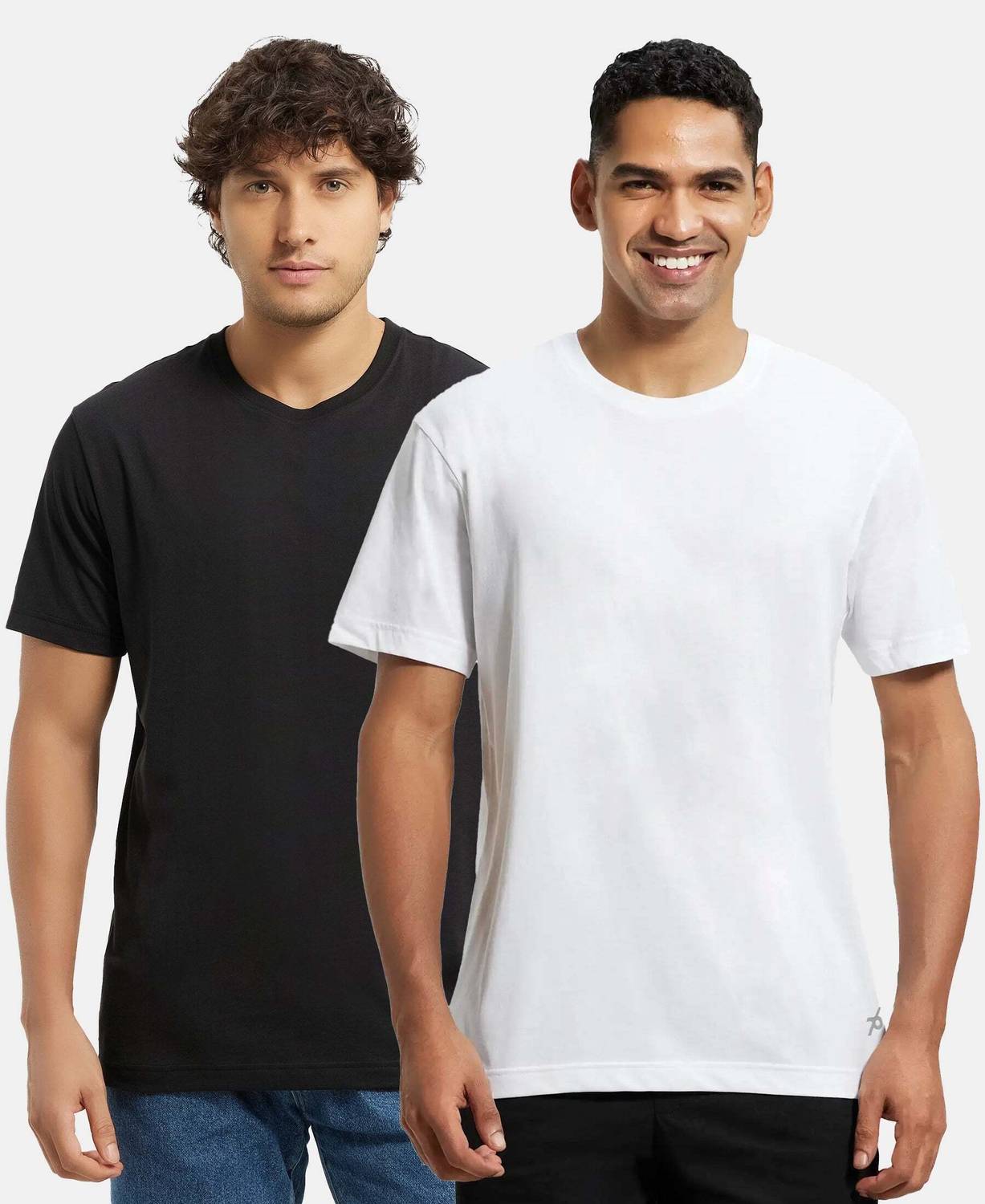 JOCKEY Pack of 2 2714 Men Solid Round Neck Cotton Blend Multicolo