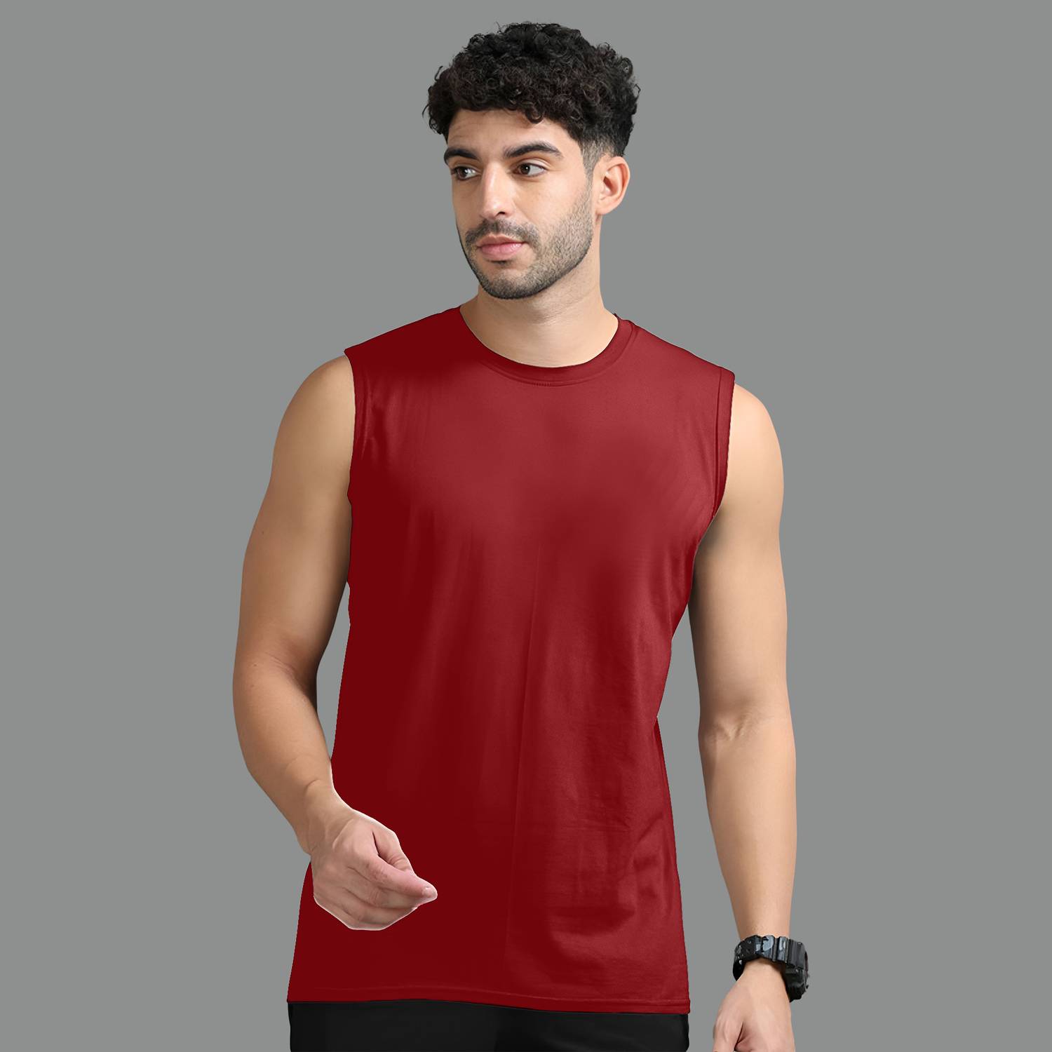 Jangoboy Men Maroon Round Neck T-Shirt - Image 2