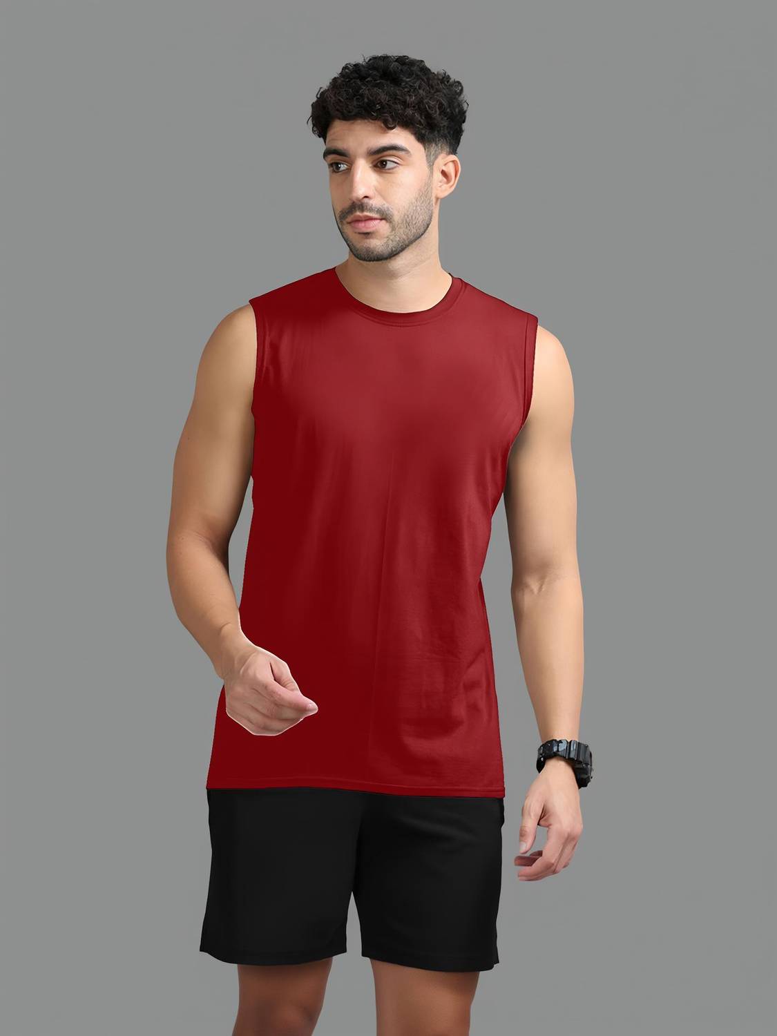 Adorbs Solid Men Round Neck Maroon T-Shirt