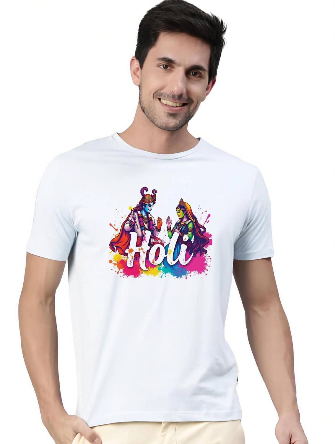 Binayak Printed Men Round Neck White T-Shirt
