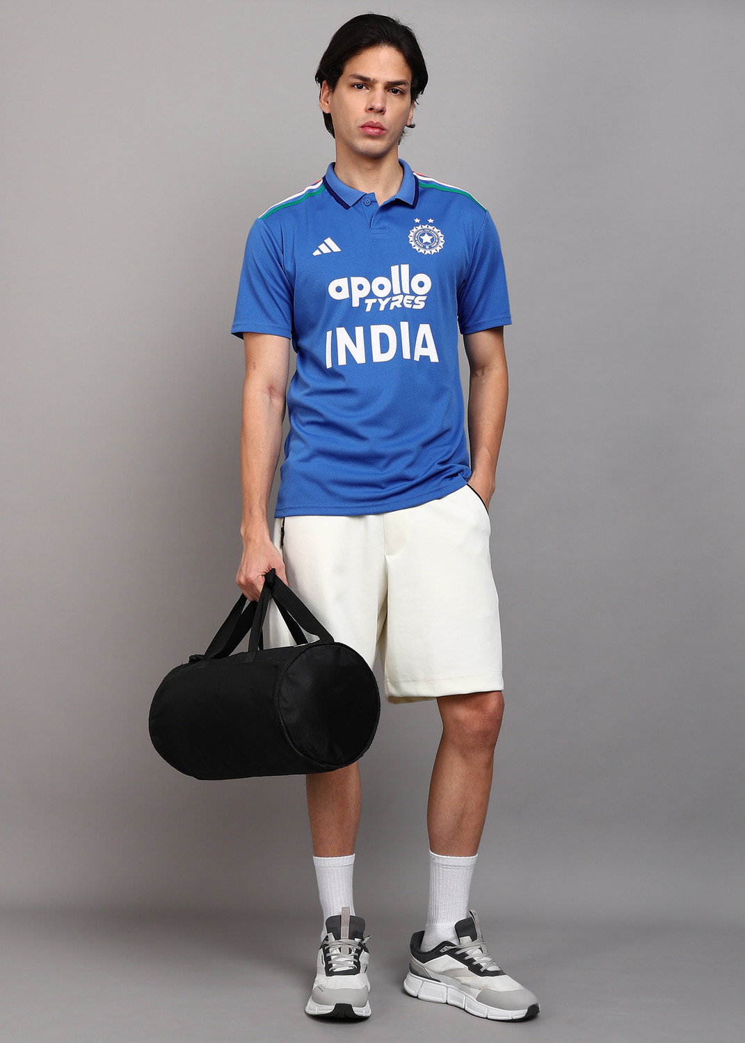 Image of ADIDAS Printed Men Crew Neck Blue T-Shirt