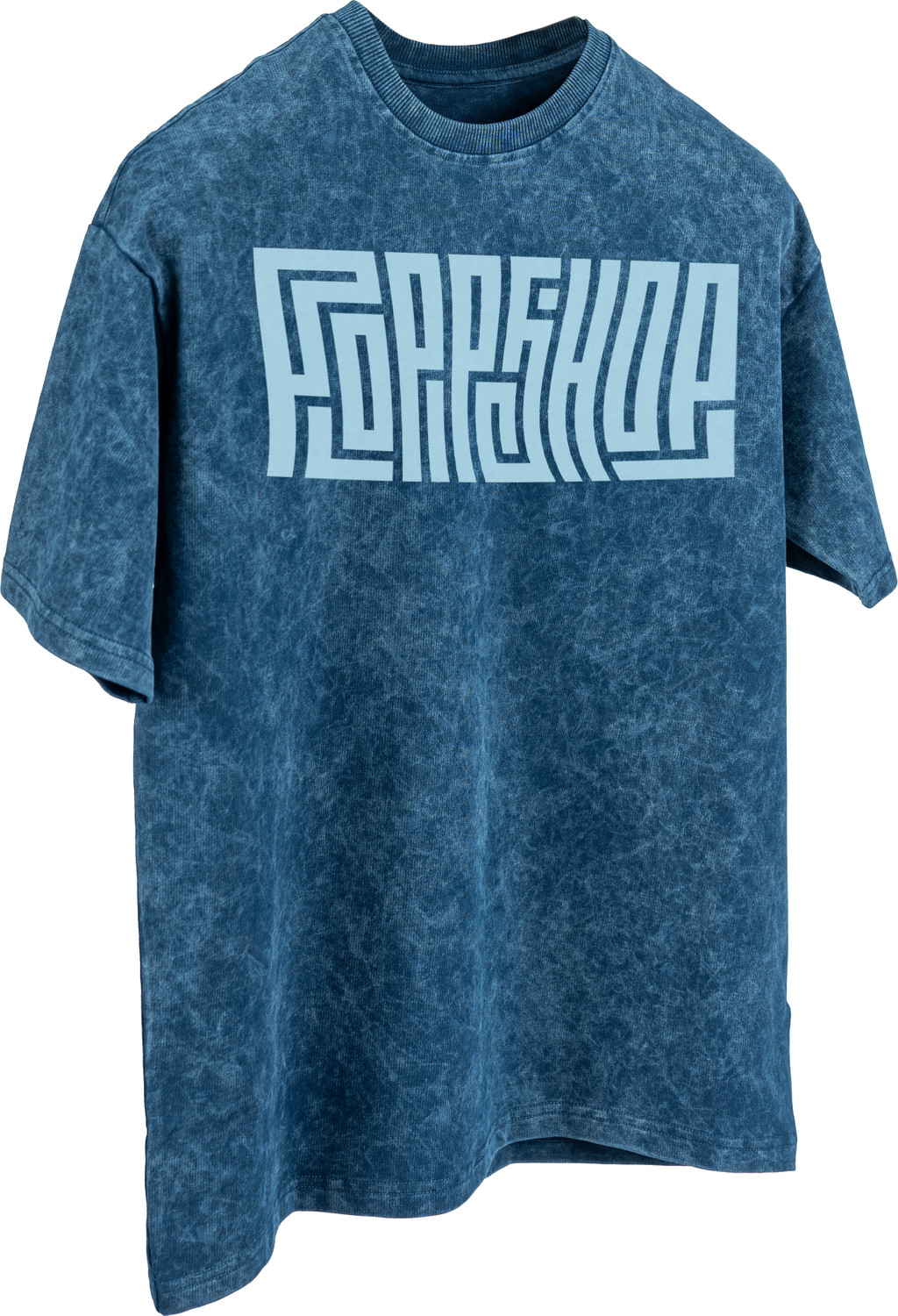 Image of poppshop Printed, Washed Men Round Neck Blue T-Shirt