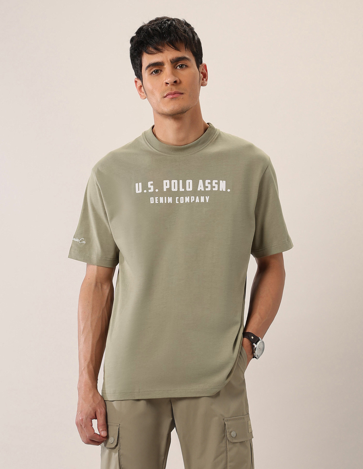 Image of U.S. Polo Assn. Denim Co. Graphic Print Men Crew Neck Green T-Shirt