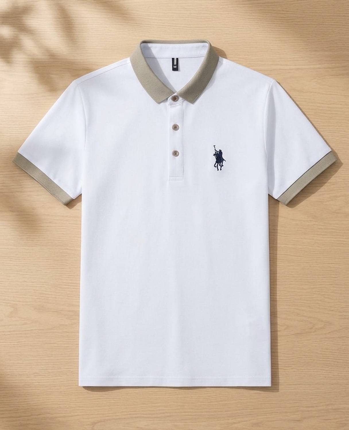 Dhanraj Men Polo Neck White T-Shirt - Image 3