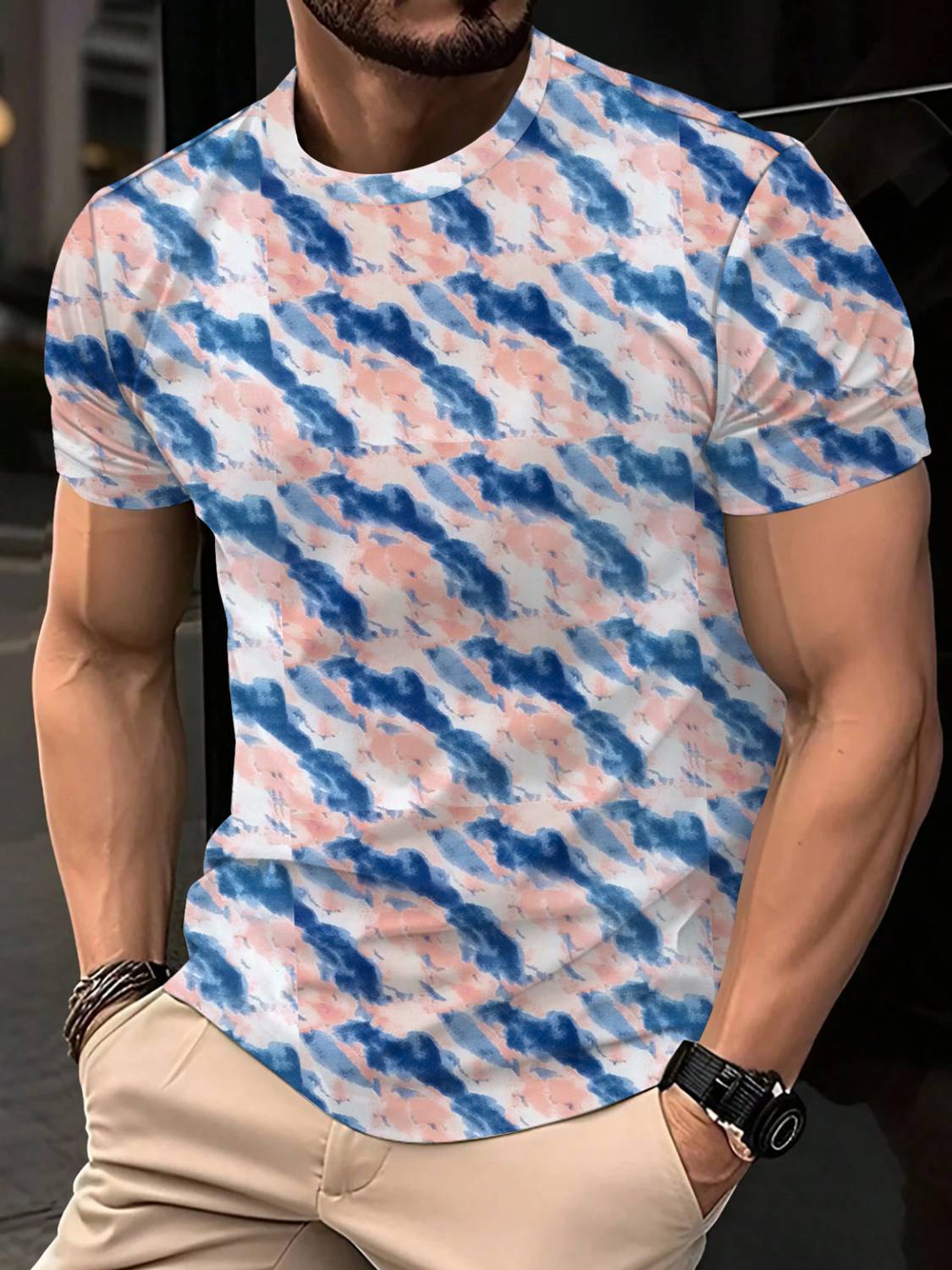 EyeBogler Men Printed Round Neck Polyester Multicolor T-Shirt
