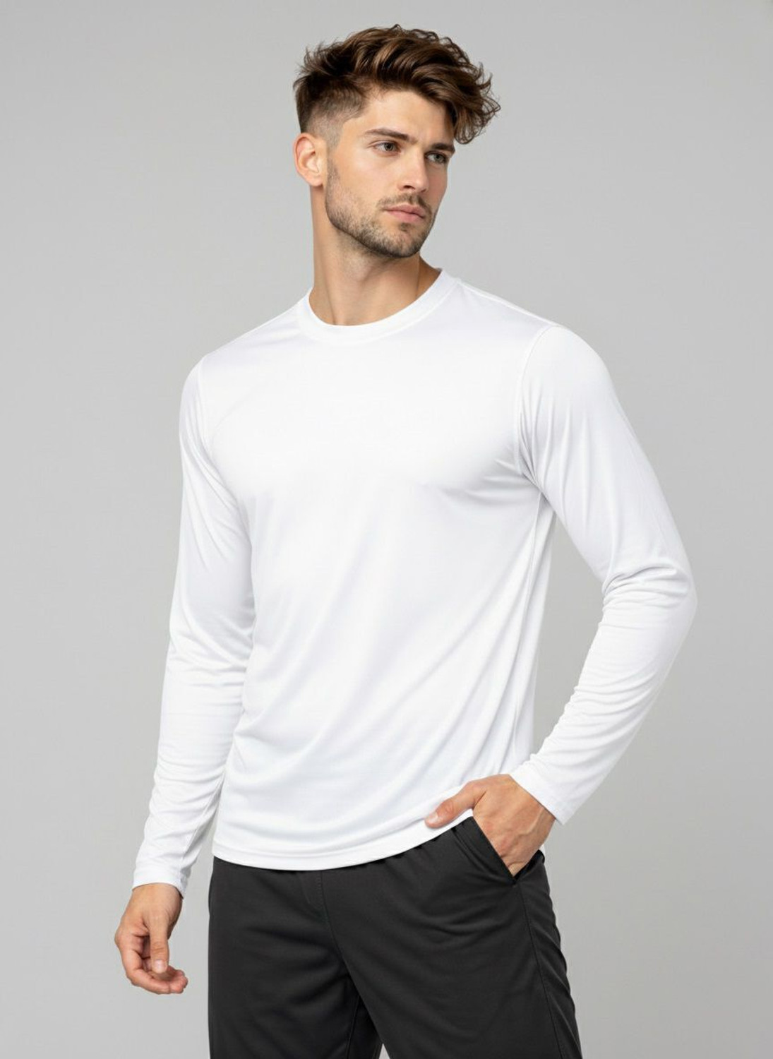 Image of Pochanki Solid Men Round Neck White T-Shirt