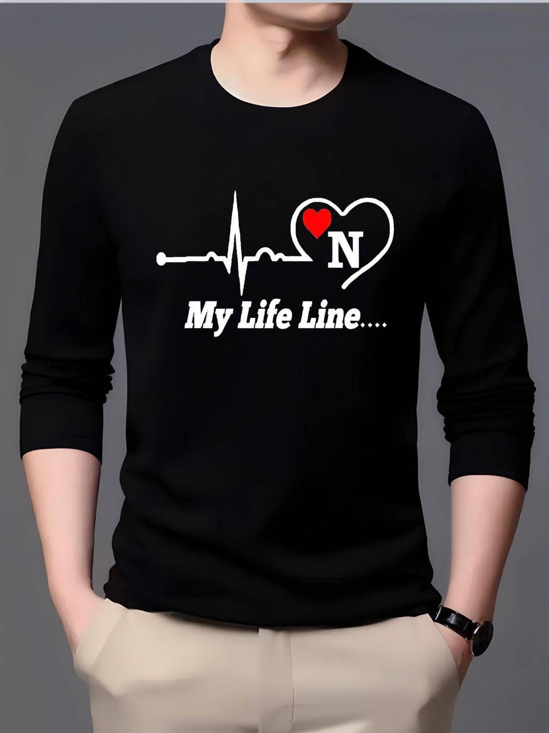 BQF Printed Men Round Neck Black T-Shirt