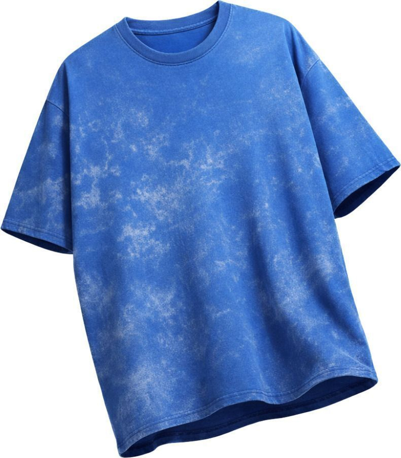 Image of LUFIT Solid, Washed Men Round Neck Blue T-Shirt