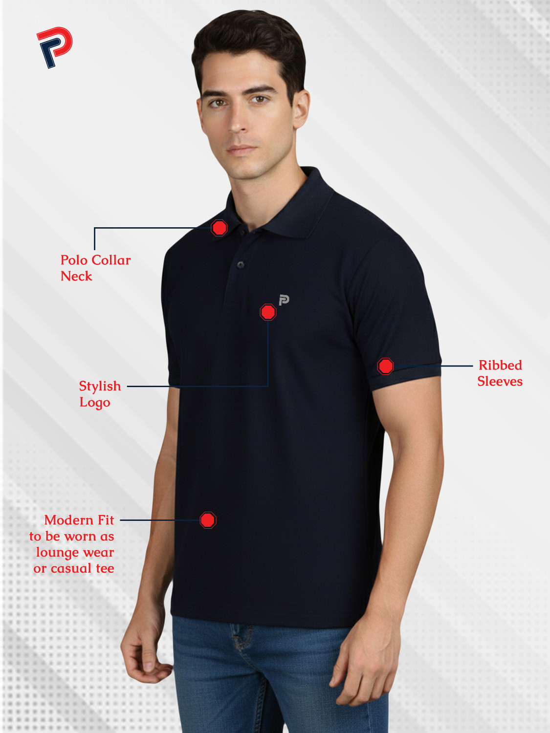Image of Lux Parker Solid Men Polo Neck Multicolor T-Shirt