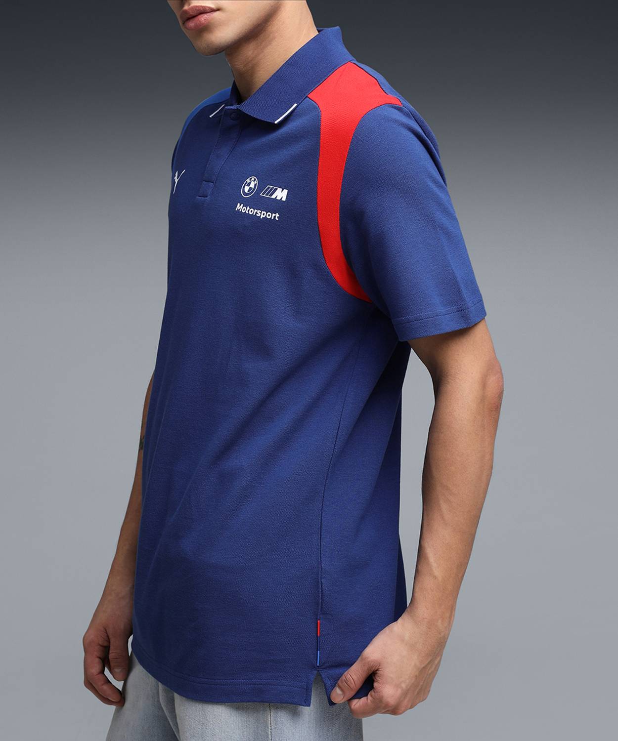 PUMA Men Blue Polo Neck T-Shirt - Image 5