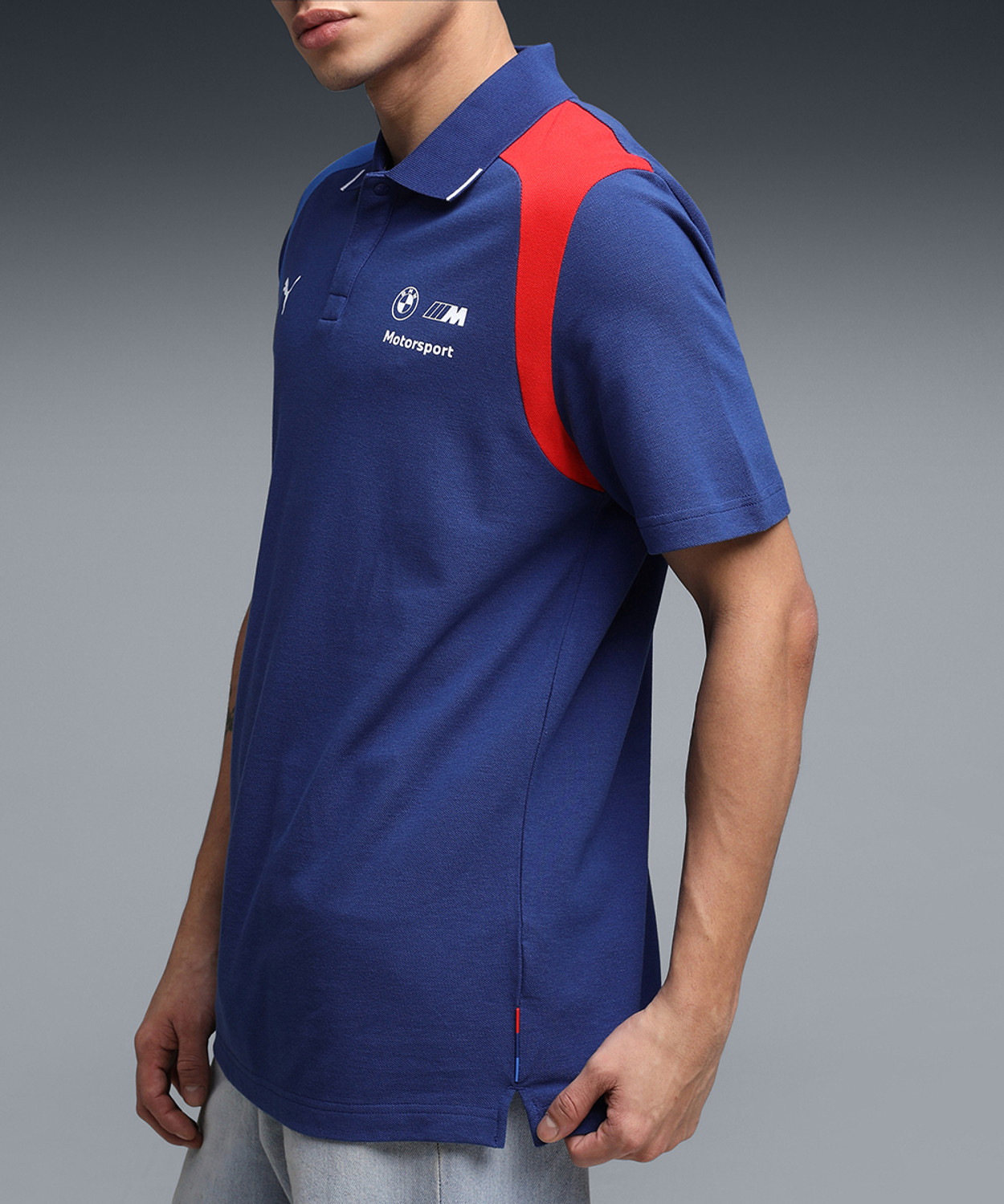 Image of PUMA Colorblock Men Polo Neck Blue T-Shirt