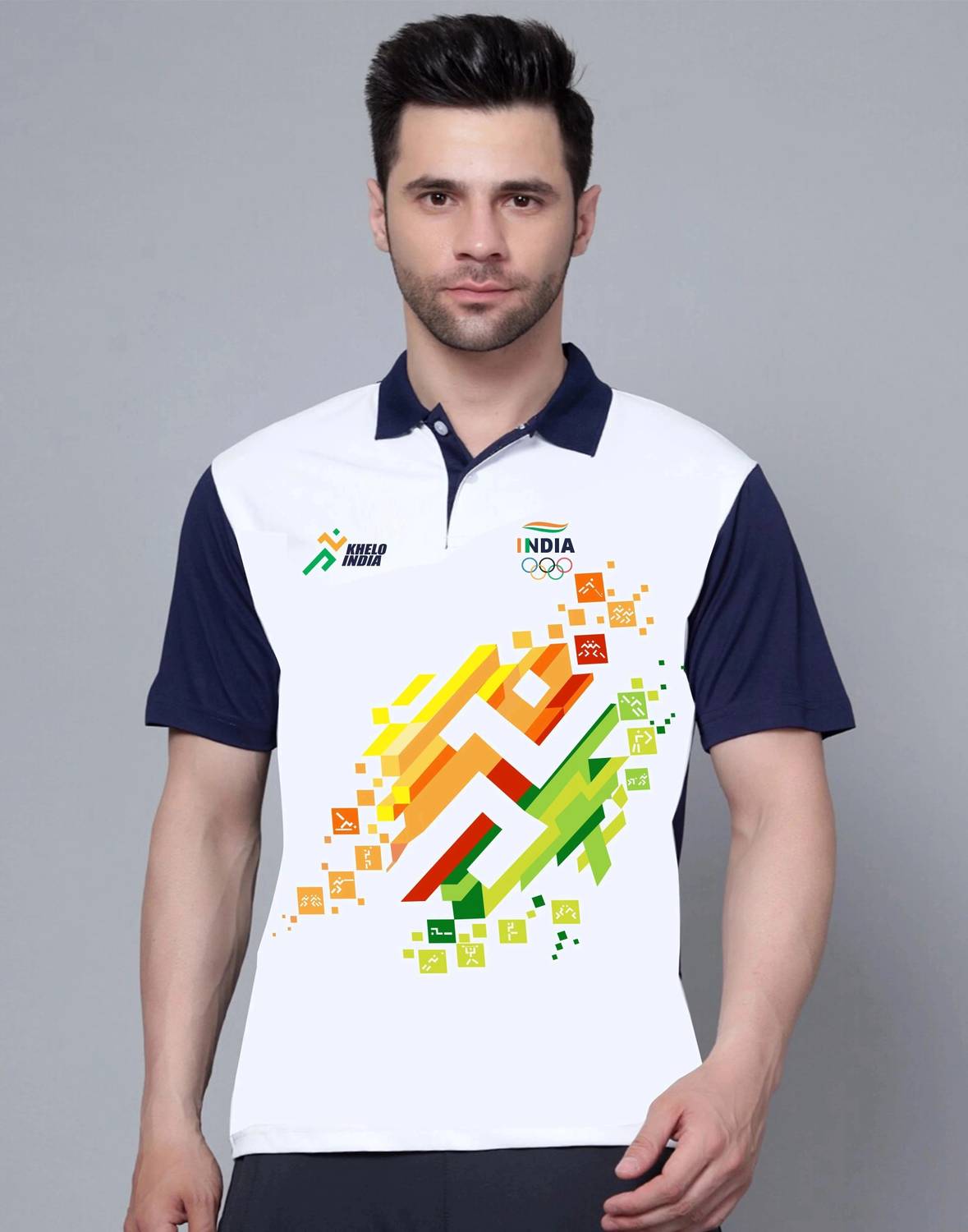 Axen Men Printed Polo Neck Polyester Multicolor T-Shirt