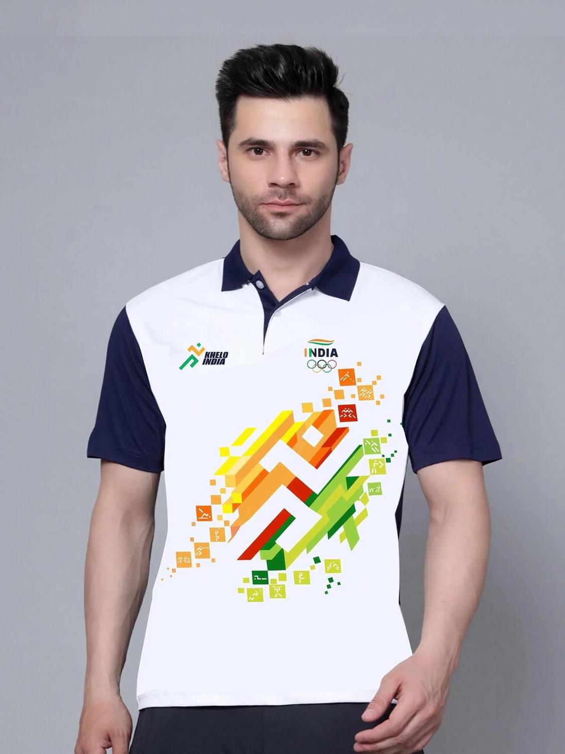 Axen Printed Men Polo Neck Multicolor T-Shirt - Image 1