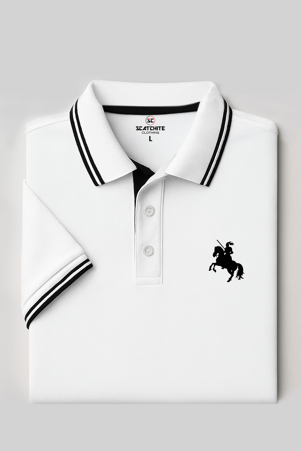 Image of SCATCHITE Solid Men Polo Neck White T-Shirt