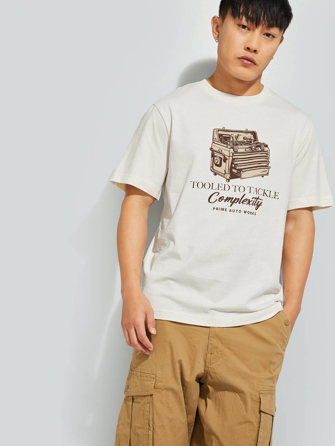 MAX Printed Men Round Neck White T-Shirt - Image 3
