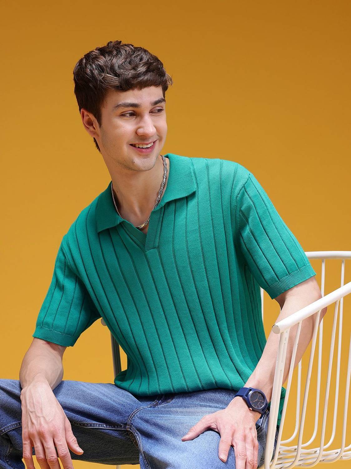 HERE&NOW Green Polo Neck T-Shirt - Image 1