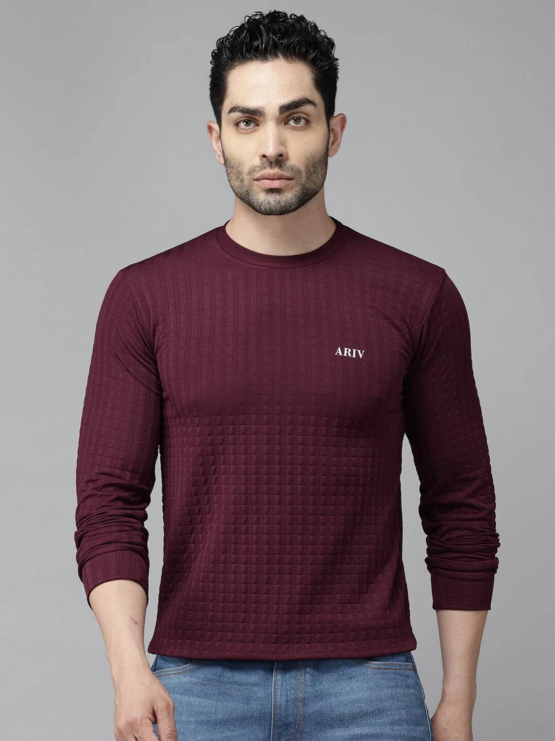 Ticoss Solid Men Round Neck Maroon T-Shirt