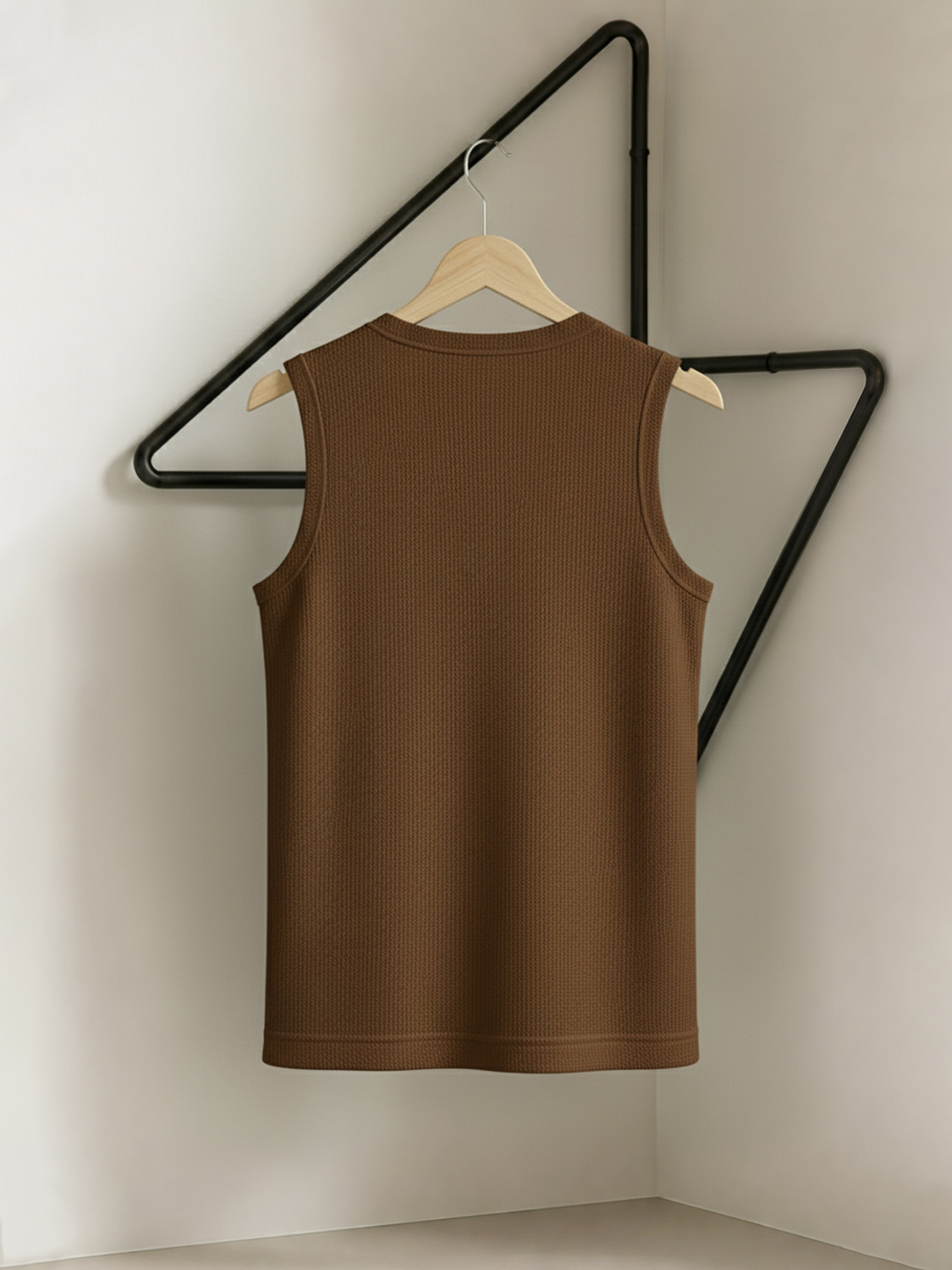 Image of TeeWink Solid Men Round Neck Brown T-Shirt