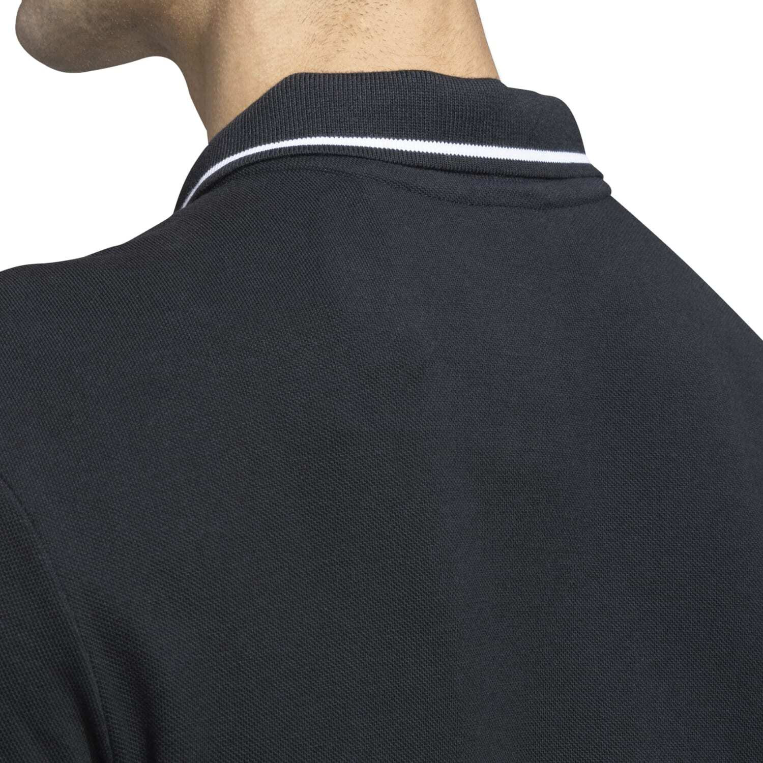 Image of ADIDAS Striped Men Polo Neck Black T-Shirt