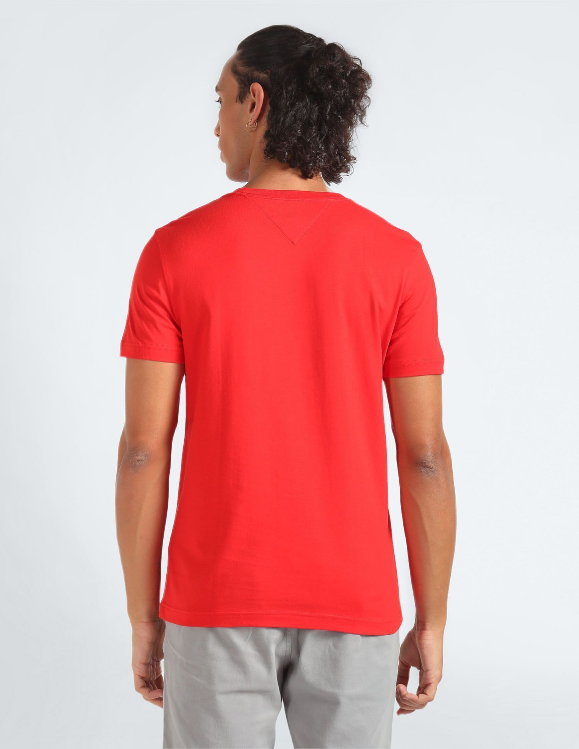 Image of TOMMY HILFIGER Solid Men Round Neck Red T-Shirt