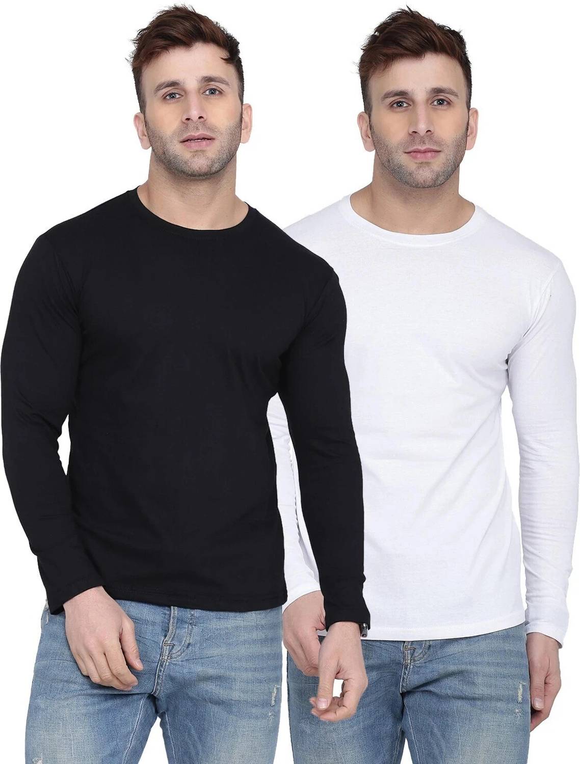 New Trends Collection Pack of 2 Men Solid Round Neck Cotton Blend