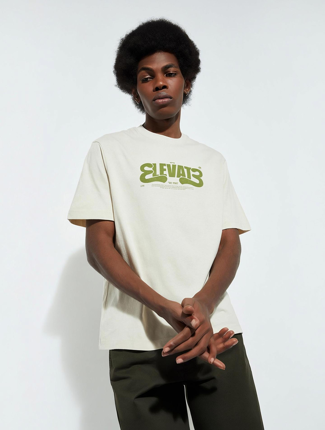 Image of MAX Printed, Typography Men Round Neck White T-Shirt