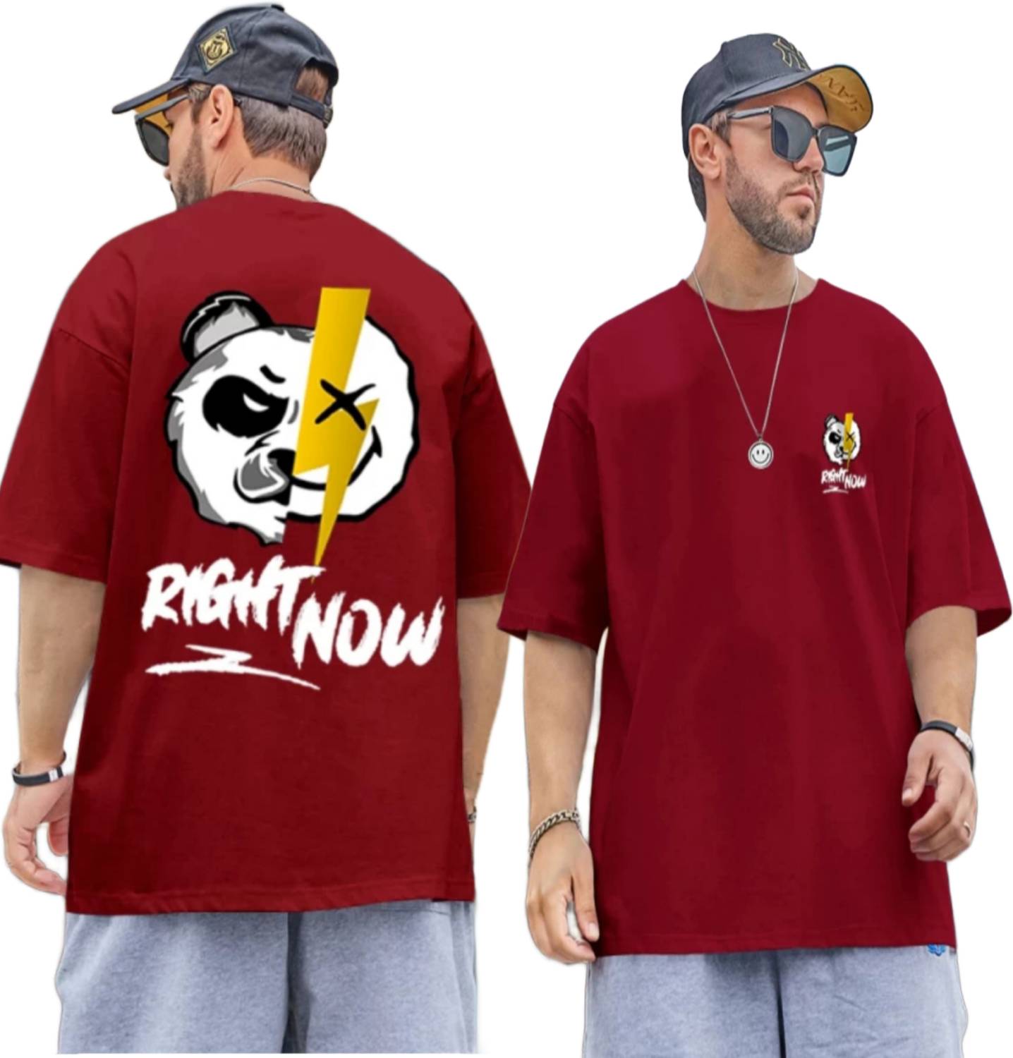 LWEXS Printed Men Round Neck Maroon T-Shirt