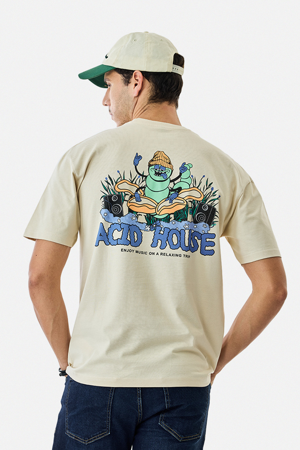Snitch Graphic Print Men Crew Neck Beige T-Shirt