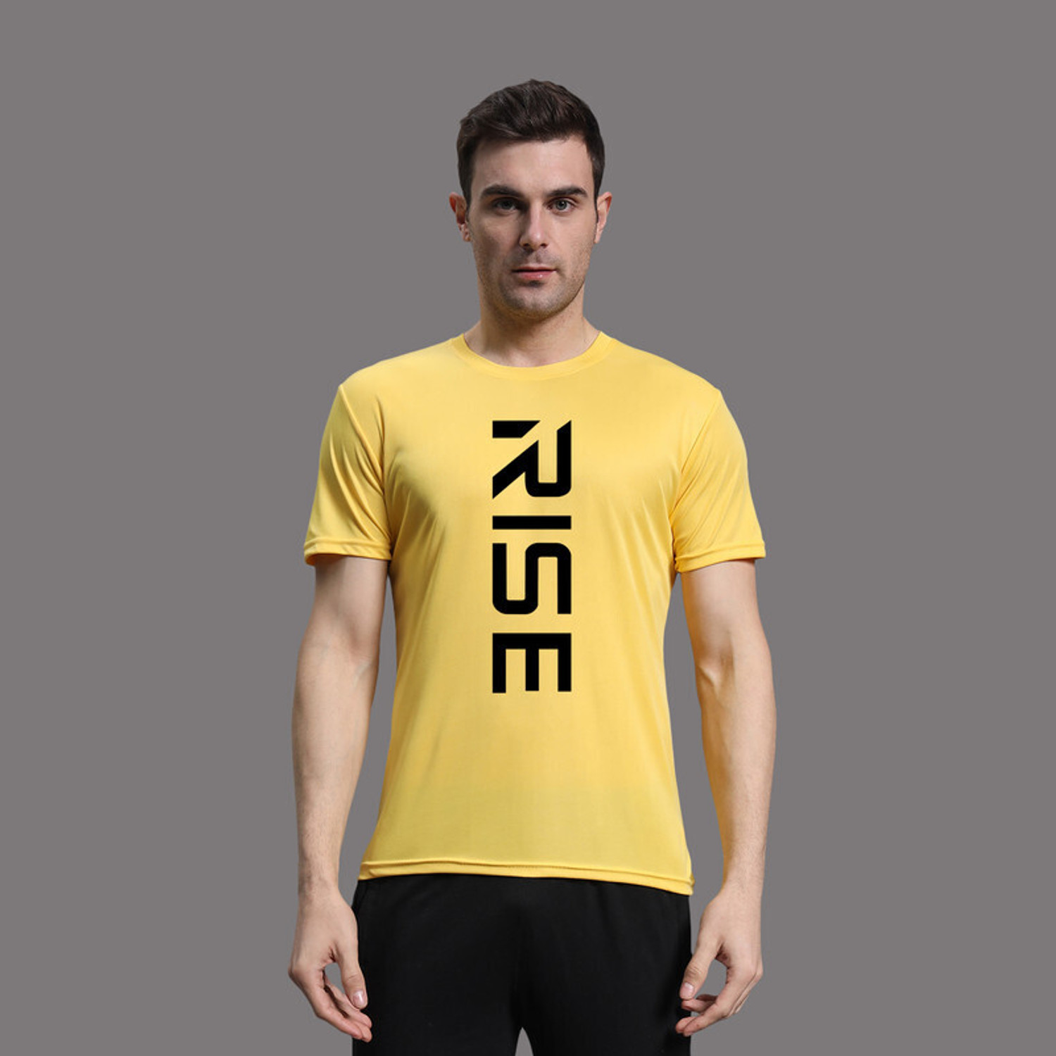 Image of InkTees Typography Men Round Neck Yellow T-Shirt