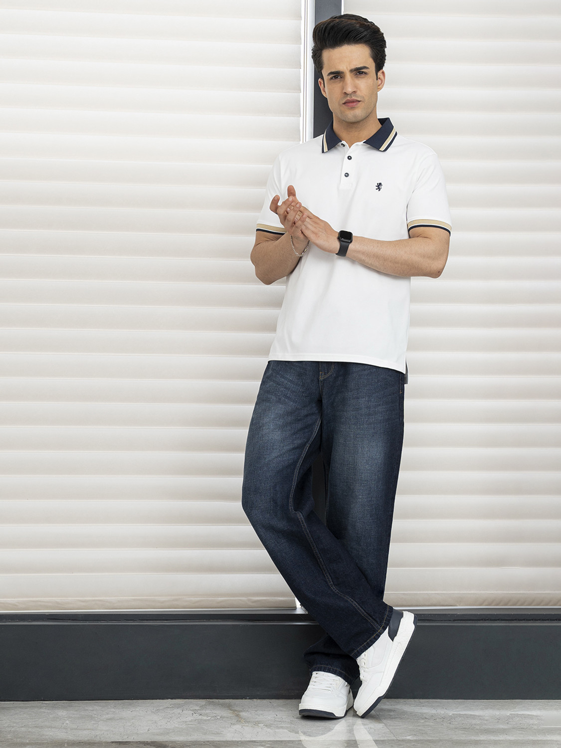 Image of RED TAPE Solid Men Polo Neck White T-Shirt