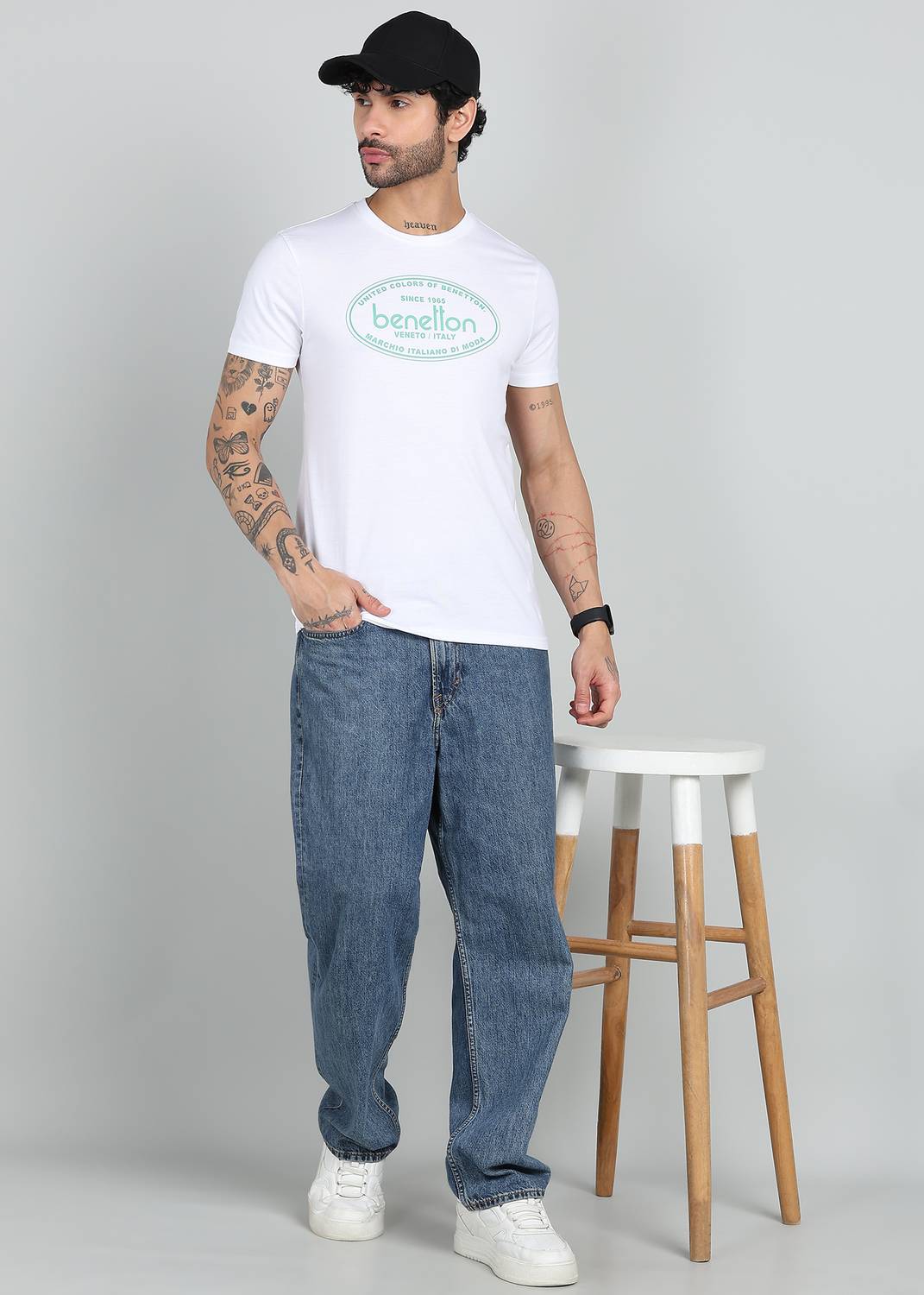 United Colors of Benetton Men White T-Shirt - Image 2