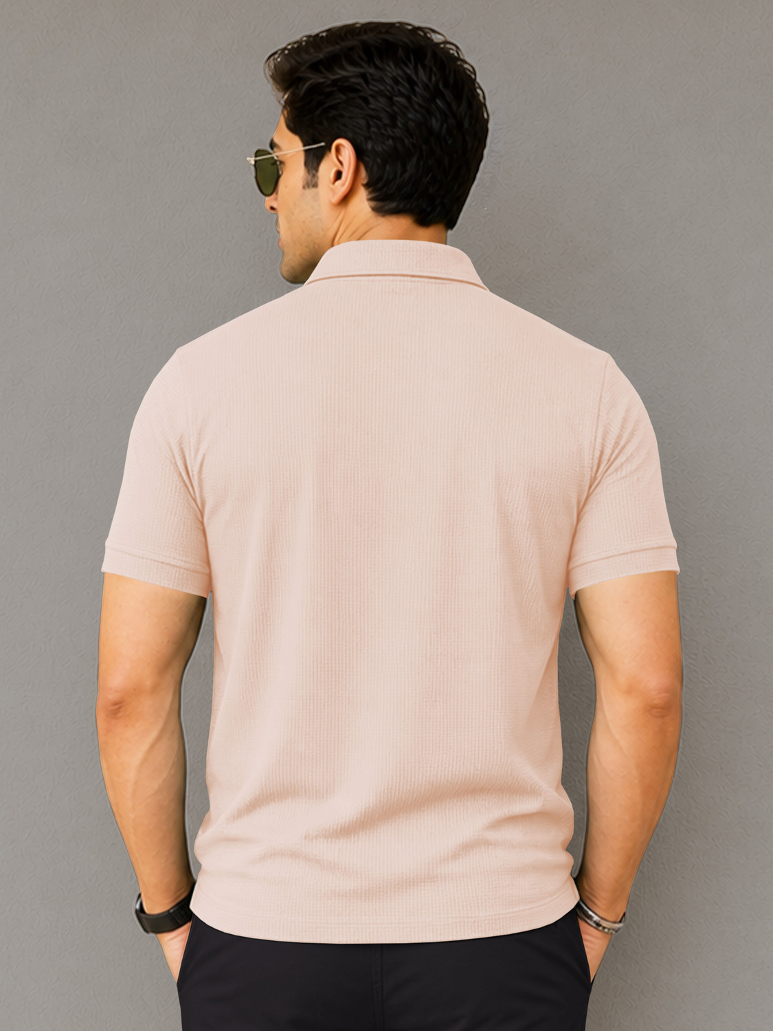 Image of VeBNoR Solid Men Polo Neck Beige T-Shirt
