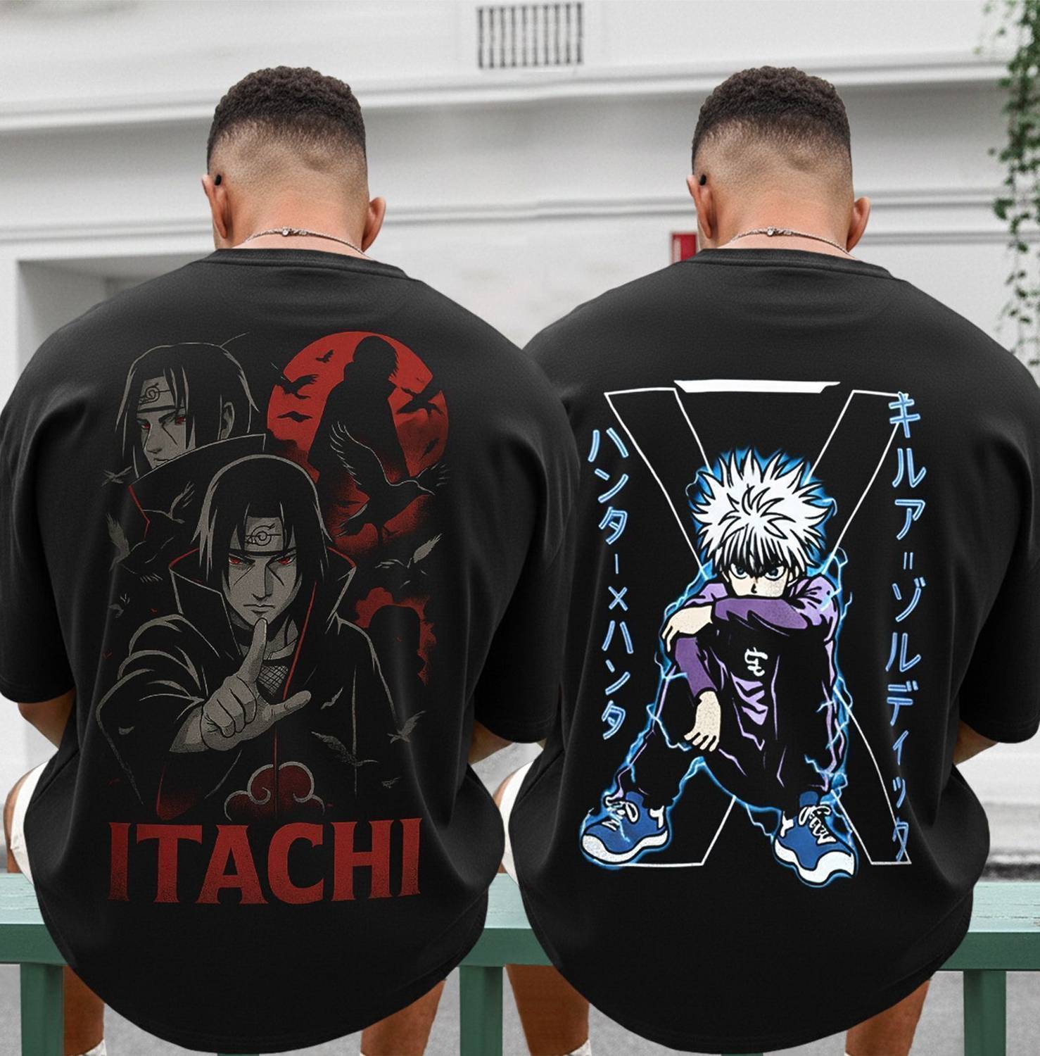 TRIPR Pack of 2 Oversized Men Printed Round Neck Cotton Blend Bla
